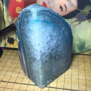 Geode Bookend 3lbs 2.8oz Blue Crystal Stone Brazil 5 5/8”H x 3”W x 2.5”D